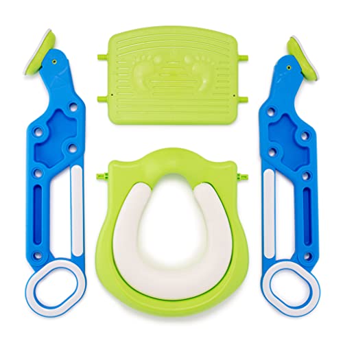 PRIMEX PRO Toddler Toilet Ladder Seat - Adjustable Potty-Training Seat, Soft Cushion Seat and Anti-Slip Steps Design - Easy to Install Portable Children Potty Training Chair (Green-blue)