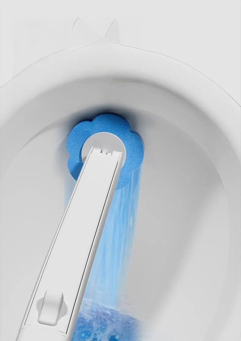 Toilet Brush Set with 6 Replacement Sponge Heads, with detergent, Disposable Wall-mounted toilet cleaning system with 6/18/32 Heads