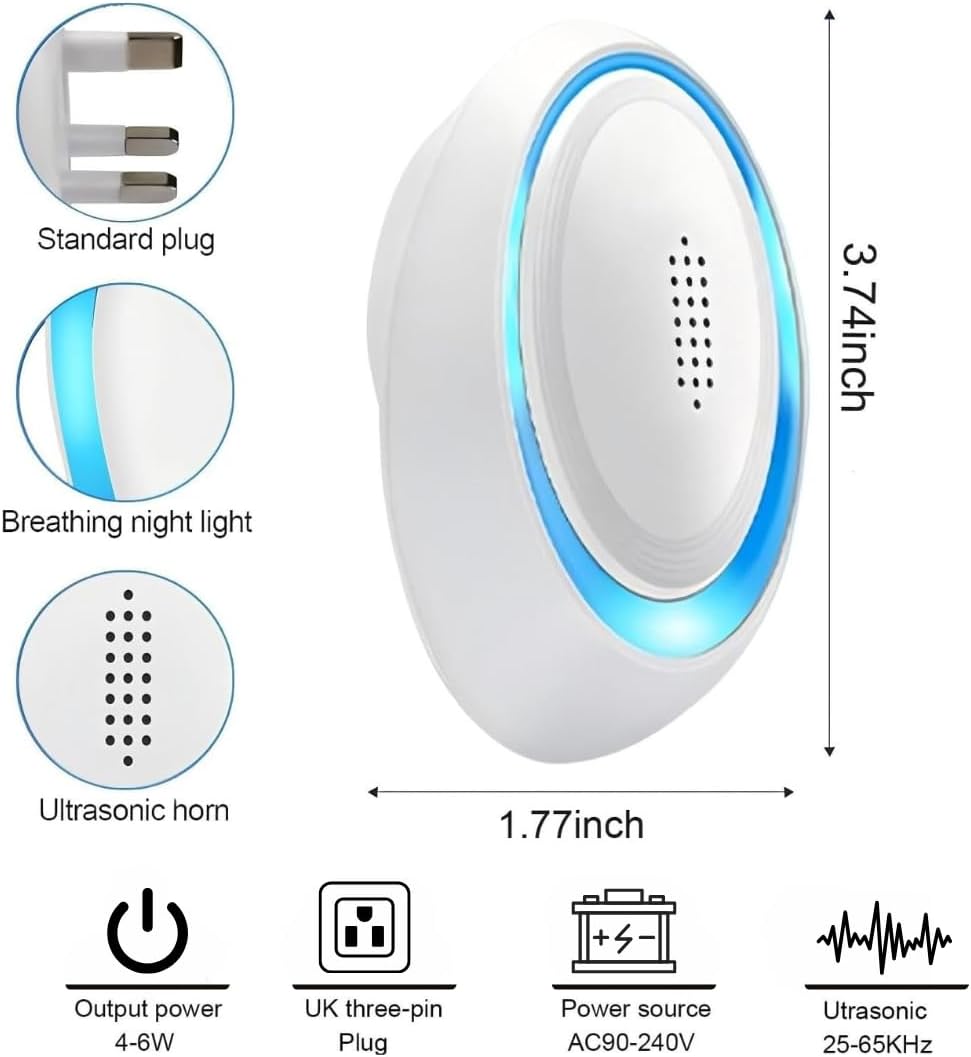 Ultrasonic Pest Repeller, Newest 6 Packs Electronic Powerful Mouse Repellent plug-in Pest Control for Bugs, Mosquito, Roach, Ant, Rodent, Mouse, Rat, Spider, Cockroach, Ants, Wasp Etc Insect Repellent