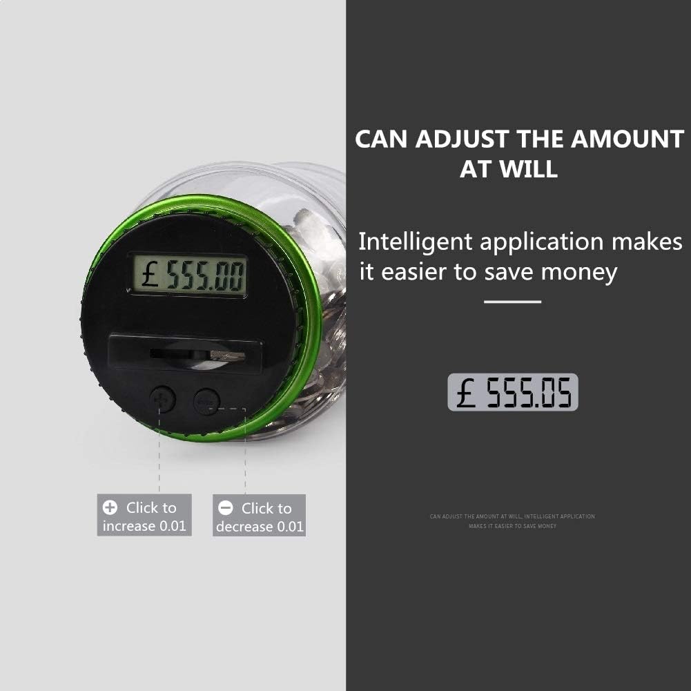 PRIMEX PRO Digital Saving Money Box UK Coins Automatic Counting - Large Capacity Transparent Money Saving Jar with LCD Display, Coin Money Bank Piggy Bank Gift for Kids and Adult (big size)