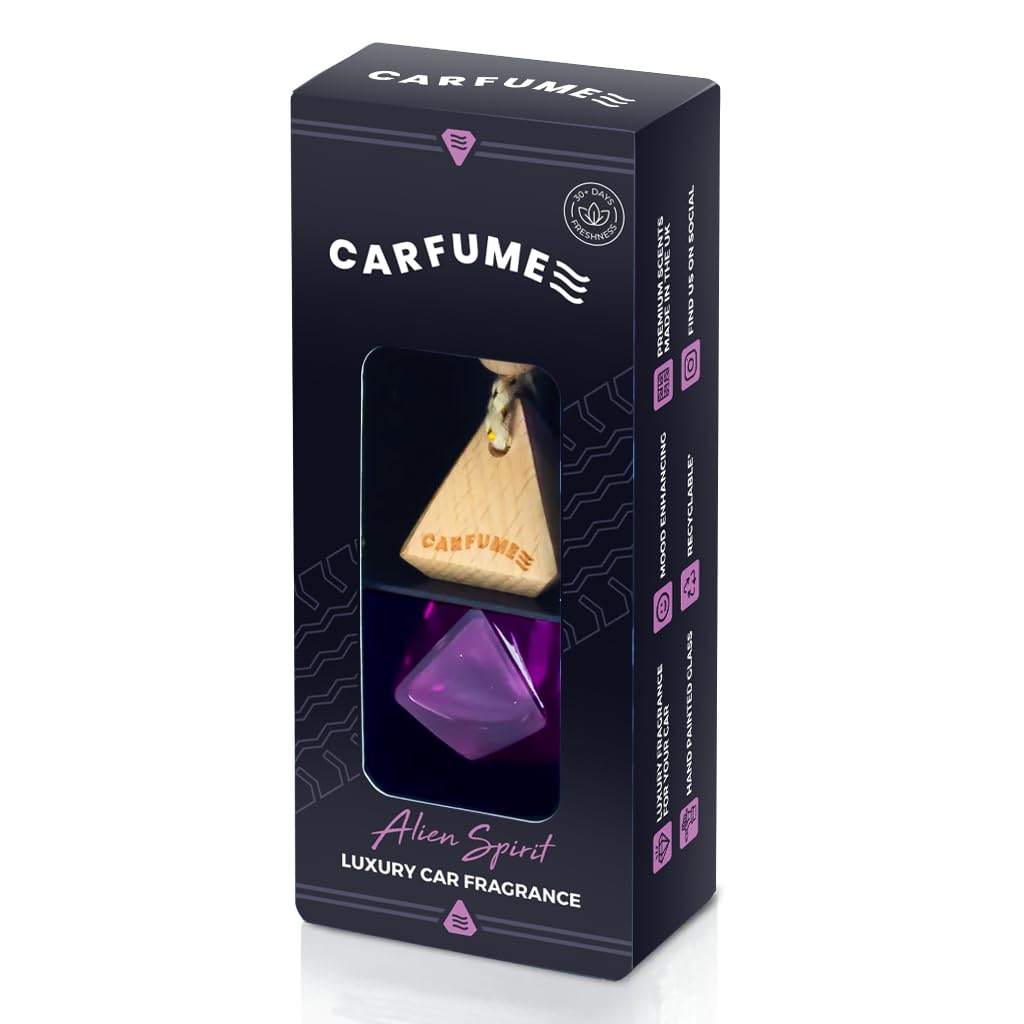 Carfume Original - Alien Scent Car Air Freshener - Perfume Inspired Car Fragrance - Eliminates Odours - Oil Scented - Purple Design