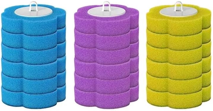 Toilet Brush Set with 6 Replacement Sponge Heads, with detergent, Disposable Wall-mounted toilet cleaning system with 6/18/32 Heads