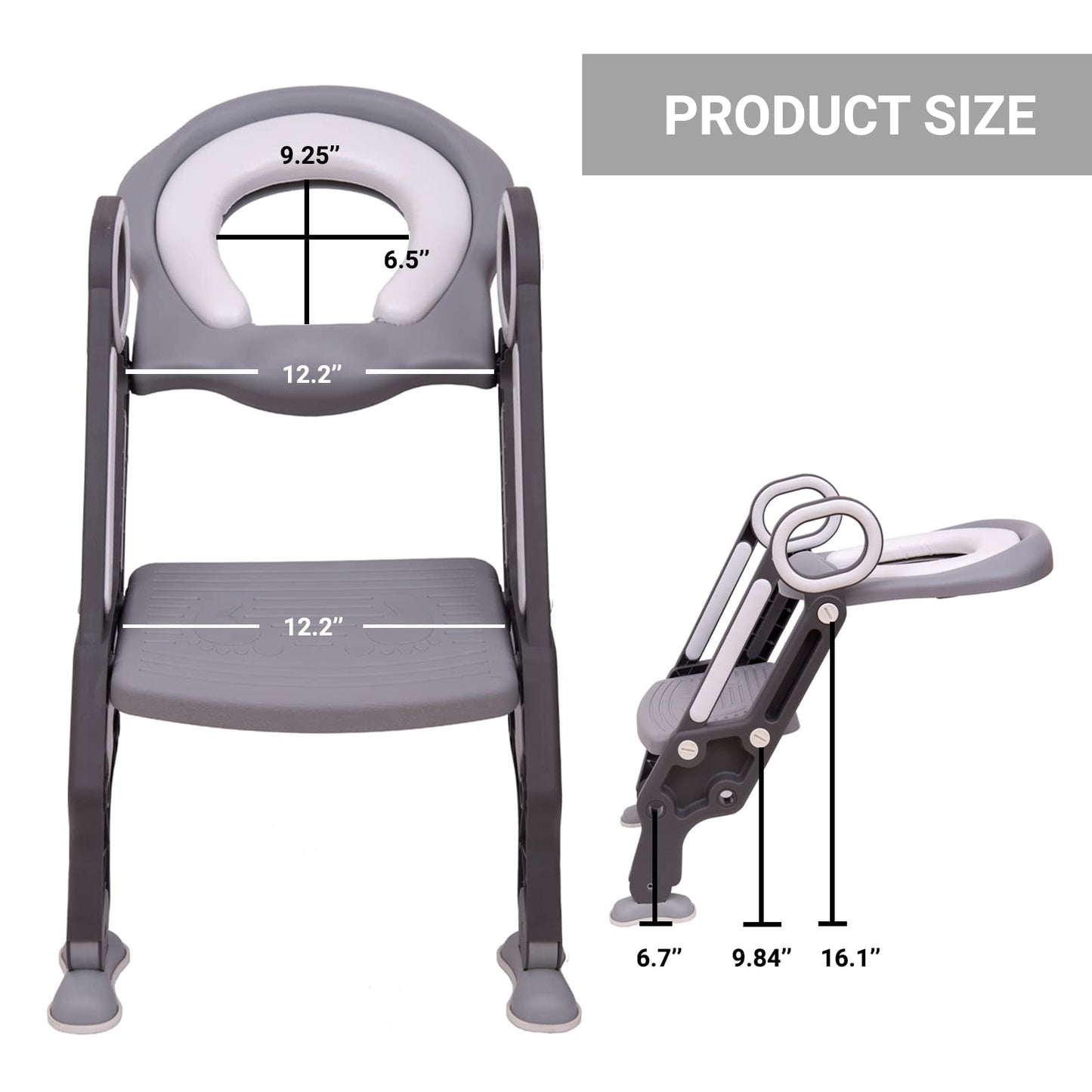 PRIMEX PRO Toddler Toilet Ladder Seat - Adjustable Potty-Training Seat, Soft Cushion Seat and Anti-Slip Steps Design - Easy to Install Portable Children Potty Training Chair (Green-blue)
