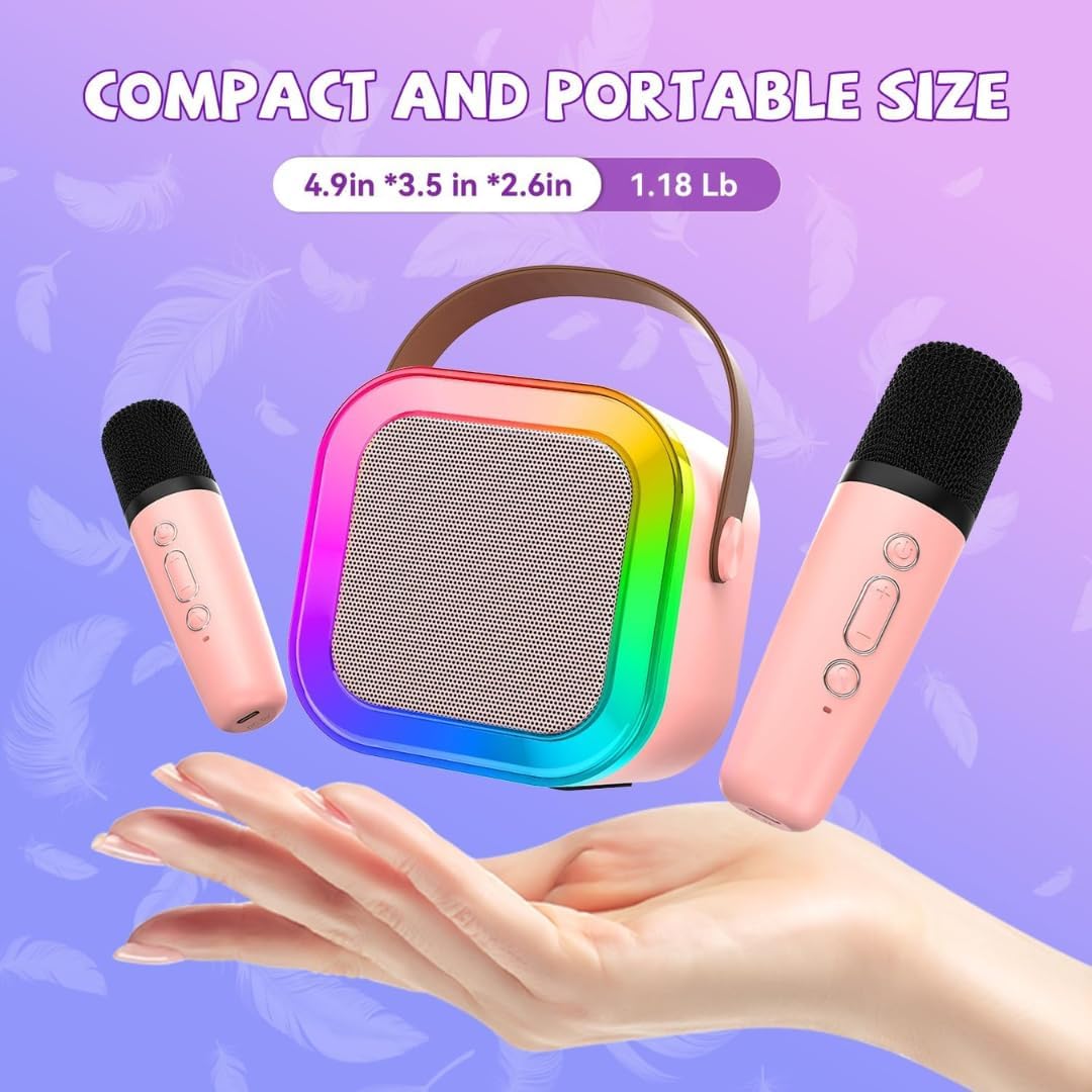 Karaoke Machine 2 Microphones, Birthday Gifts for Girls Toys Age 3-15 Year Old Girls Gifts Kids Microphone Toys for 3-12 Year Old Girls Birthday Presents Easter Gifts for Kids