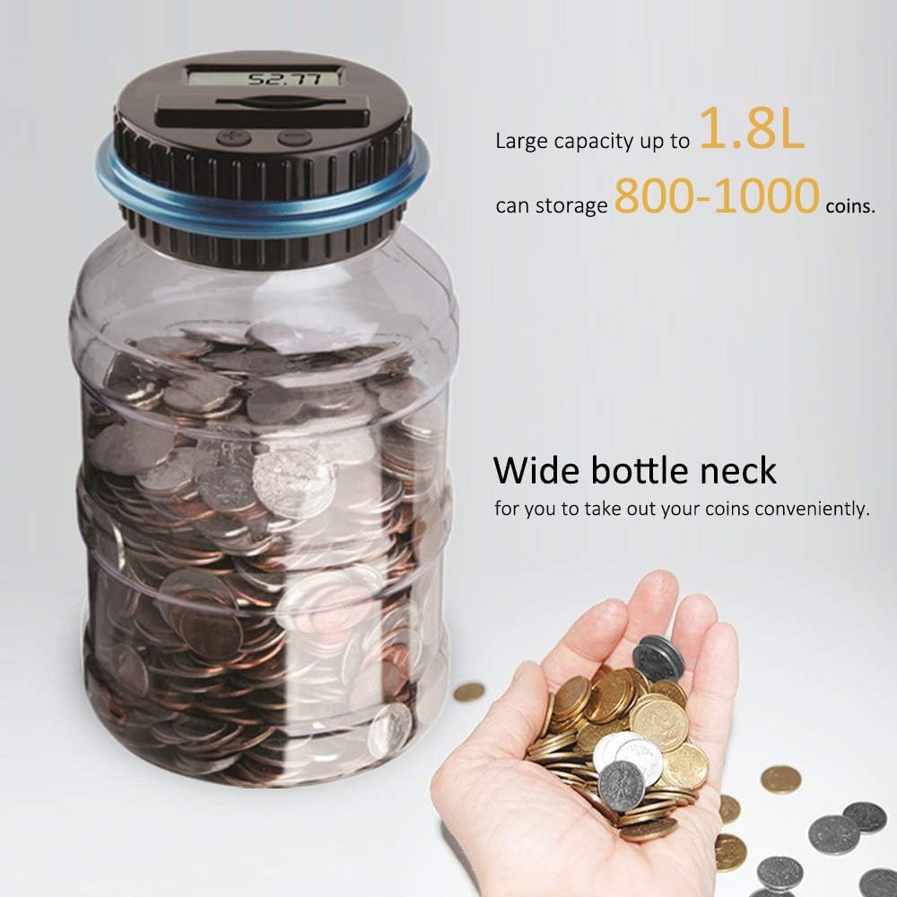 PRIMEX PRO Digital Saving Money Box UK Coins Automatic Counting - Large Capacity Transparent Money Saving Jar with LCD Display, Coin Money Bank Piggy Bank Gift for Kids and Adult (big size)