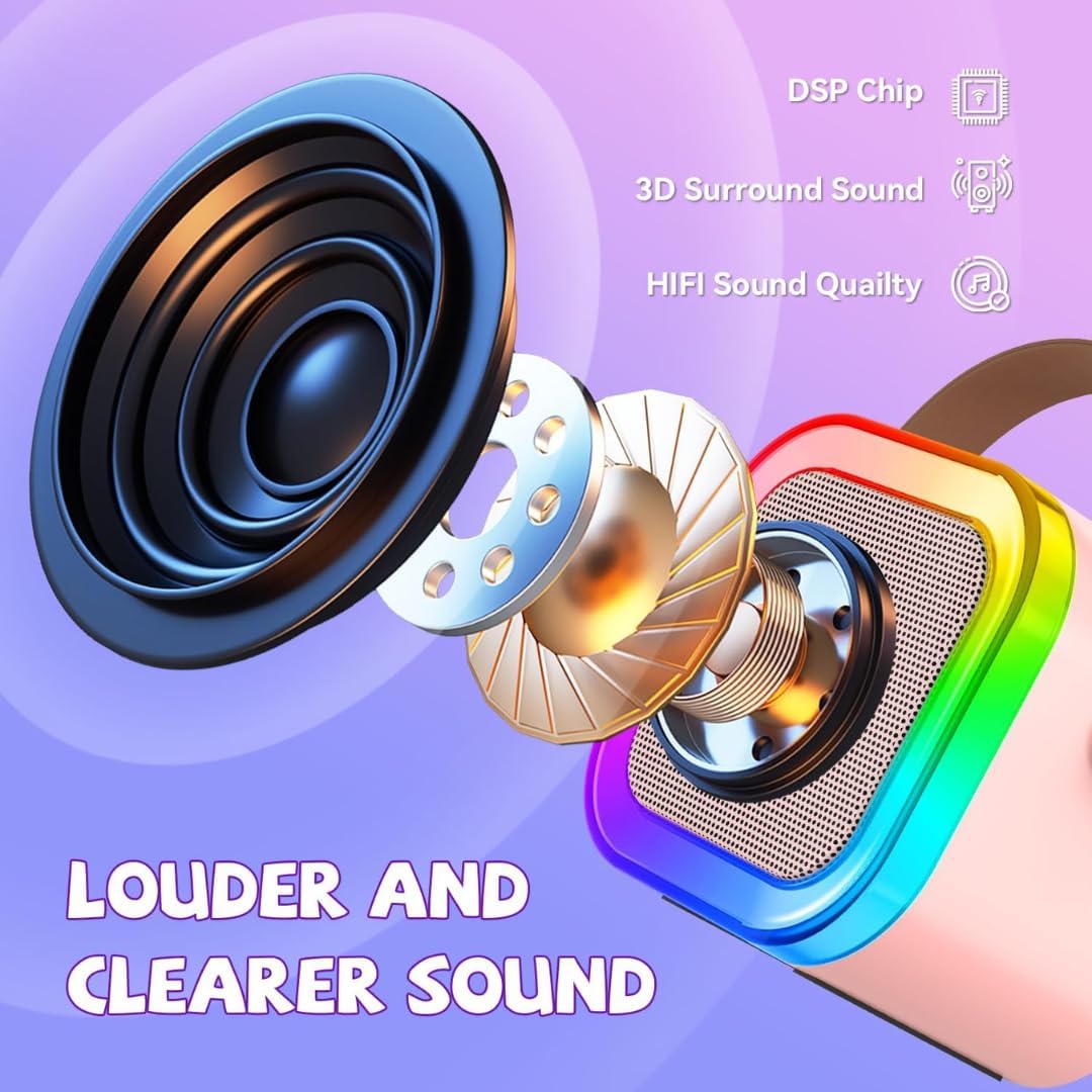 Karaoke Machine 2 Microphones, Birthday Gifts for Girls Toys Age 3-15 Year Old Girls Gifts Kids Microphone Toys for 3-12 Year Old Girls Birthday Presents Easter Gifts for Kids