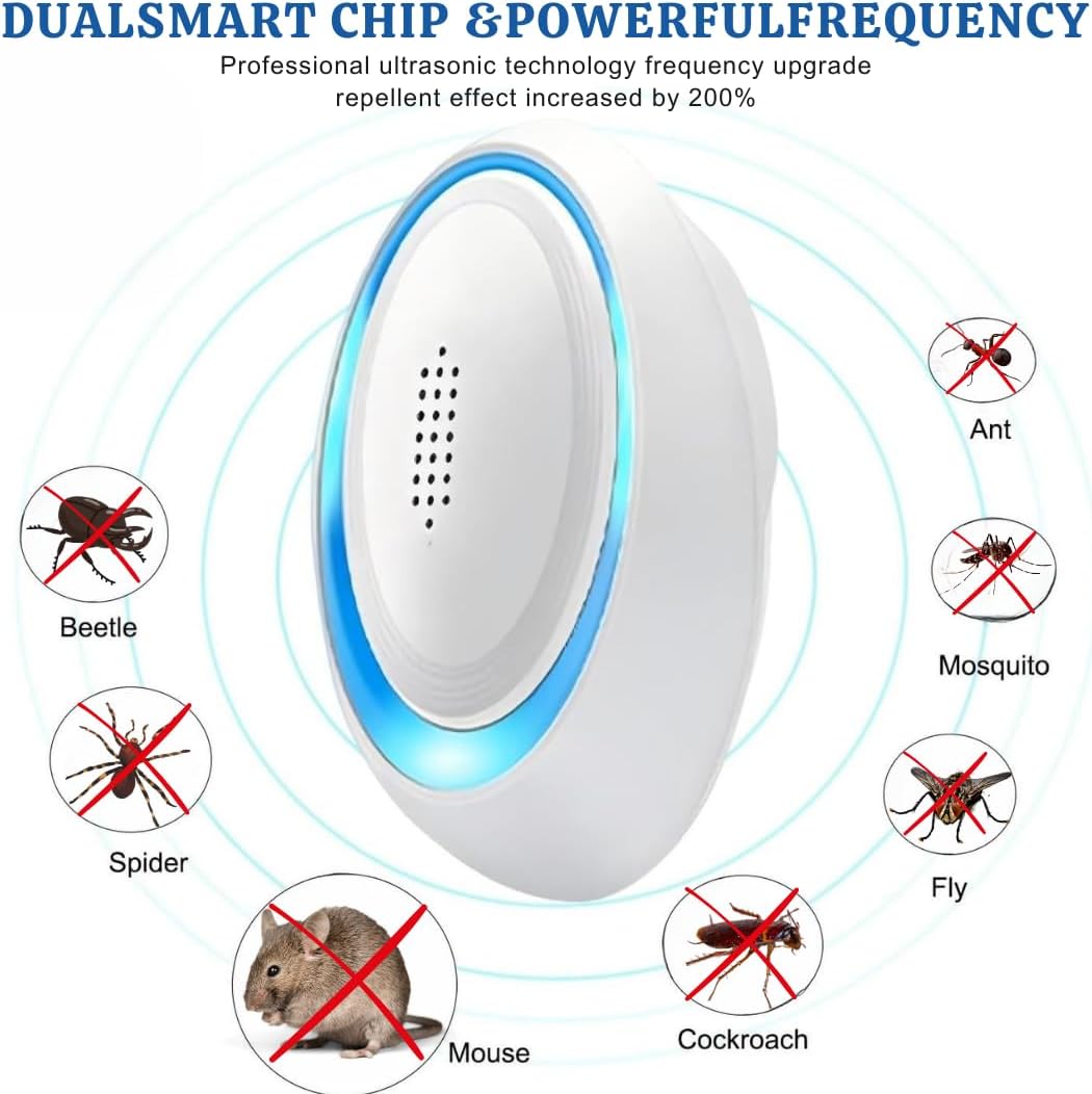 Ultrasonic Pest Repeller, Newest 6 Packs Electronic Powerful Mouse Repellent plug-in Pest Control for Bugs, Mosquito, Roach, Ant, Rodent, Mouse, Rat, Spider, Cockroach, Ants, Wasp Etc Insect Repellent