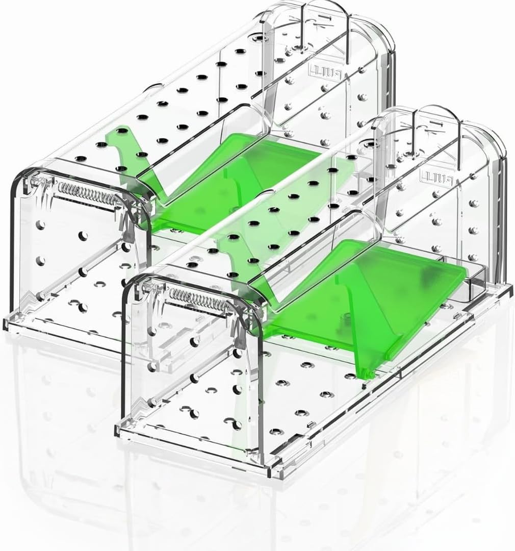 Humane Mouse Traps Indoor Outdoor: Mouse Traps for indoor, Pets and Children Friendly, No Touch Release Mousetrap, Washable, Reusable Rodent Mouse Trap No Kill (2, Green)
