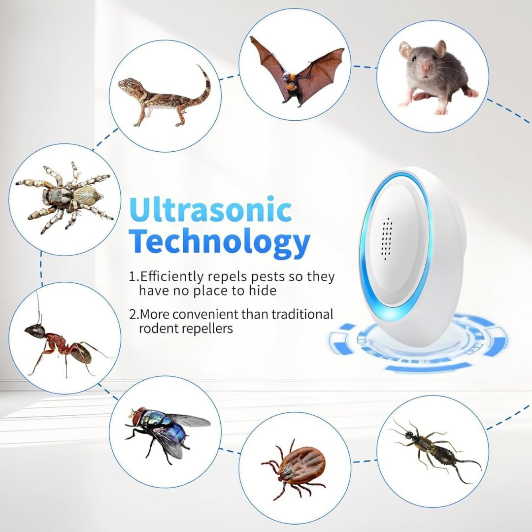 Ultrasonic Pest Repeller, Newest 6 Packs Electronic Powerful Mouse Repellent plug-in Pest Control for Bugs, Mosquito, Roach, Ant, Rodent, Mouse, Rat, Spider, Cockroach, Ants, Wasp Etc Insect Repellent