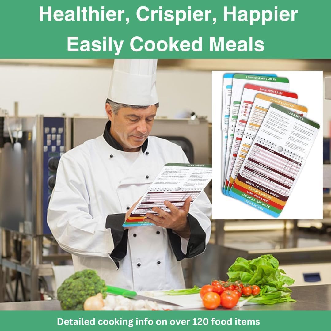 Air Fryer Cooking Guide, Air Fryer Cooking Times & Temperature Conversion Chart UK, Air Fryer Cheat Sheet Magnetic air Fryer Temperature Guide UK.