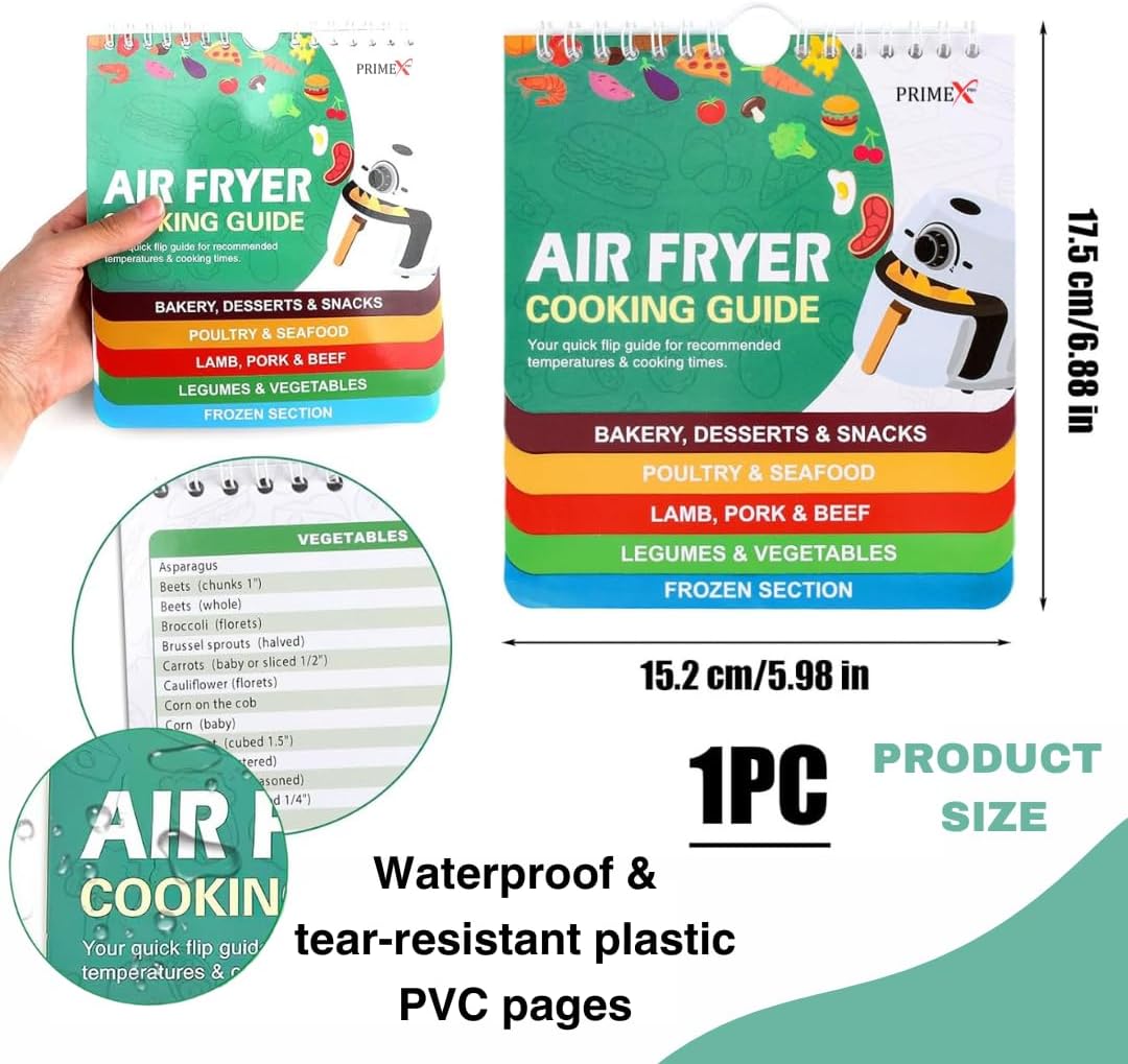 Air Fryer Cooking Guide, Air Fryer Cooking Times & Temperature Conversion Chart UK, Air Fryer Cheat Sheet Magnetic air Fryer Temperature Guide UK.
