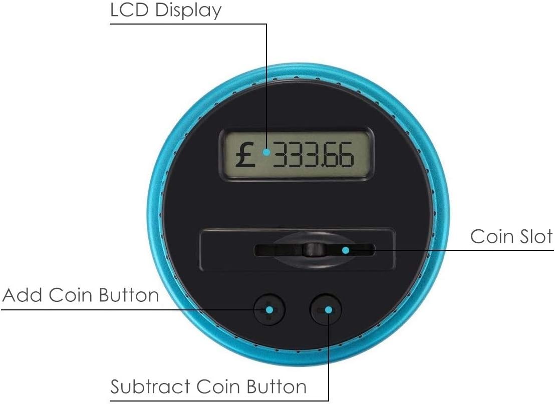 PRIMEX PRO Digital Saving Money Box UK Coins Automatic Counting - Large Capacity Transparent Money Saving Jar with LCD Display, Coin Money Bank Piggy Bank Gift for Kids and Adult (big size)