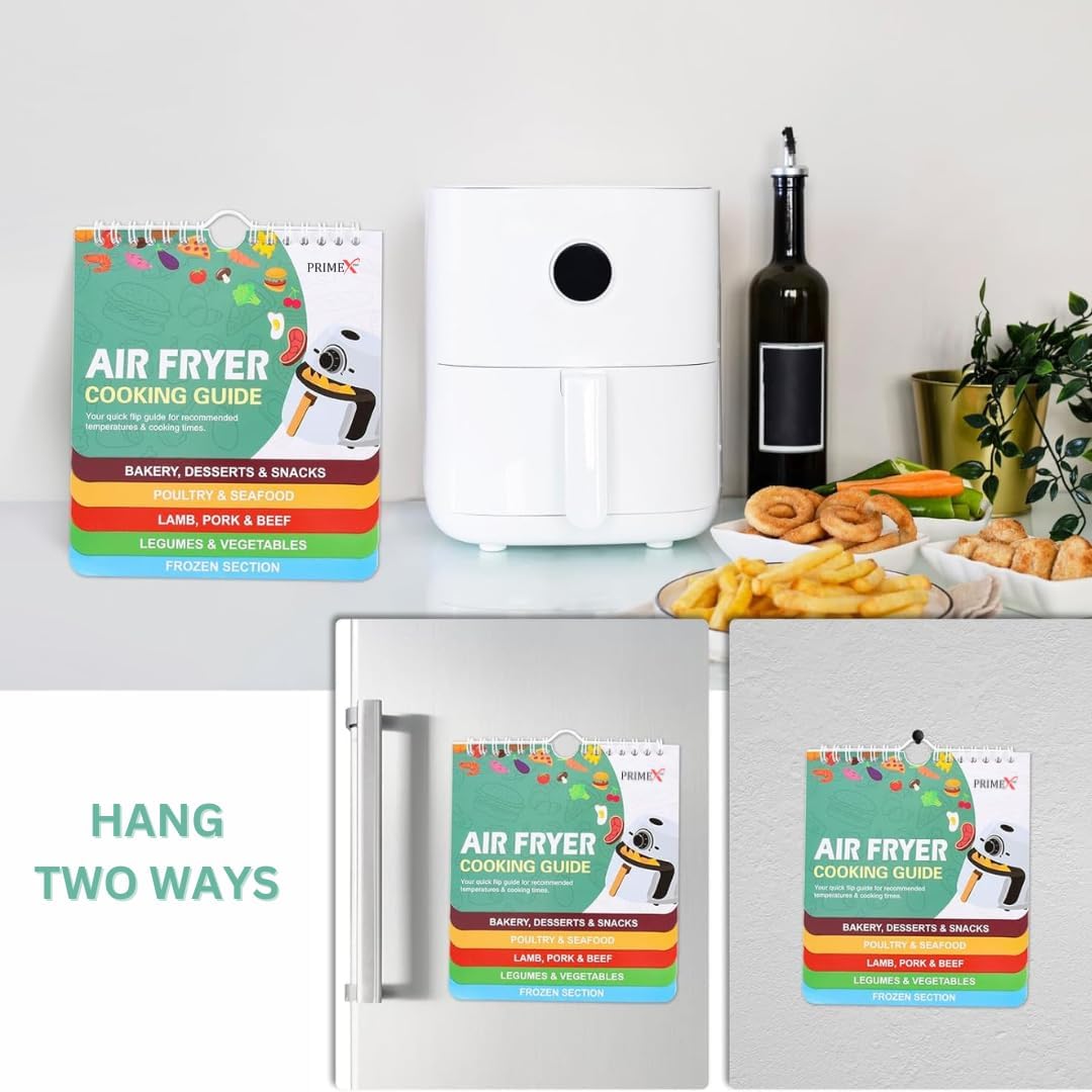 Air Fryer Cooking Guide, Air Fryer Cooking Times & Temperature Conversion Chart UK, Air Fryer Cheat Sheet Magnetic air Fryer Temperature Guide UK.