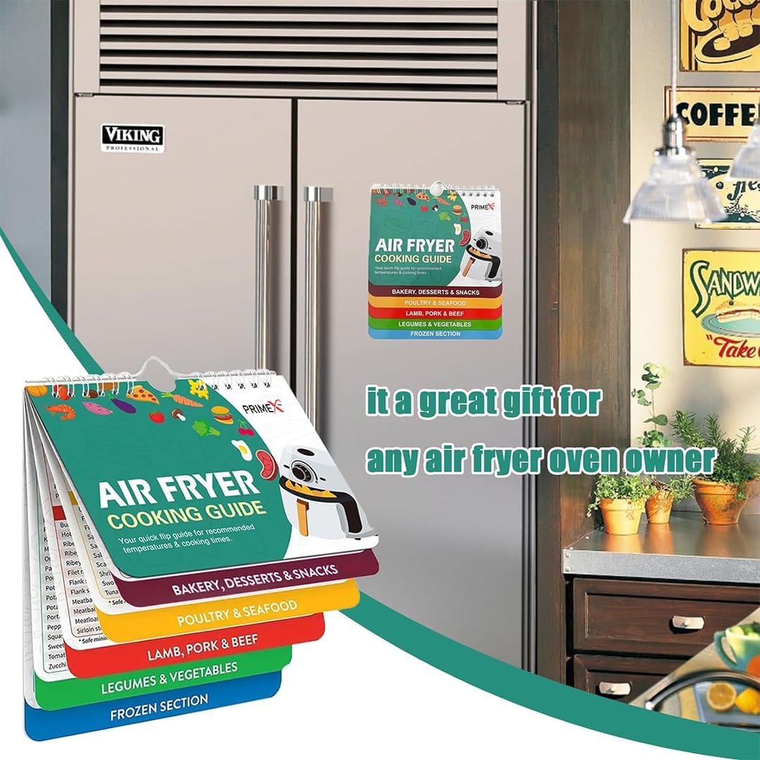 Air Fryer Cooking Guide, Air Fryer Cooking Times & Temperature Conversion Chart UK, Air Fryer Cheat Sheet Magnetic air Fryer Temperature Guide UK.