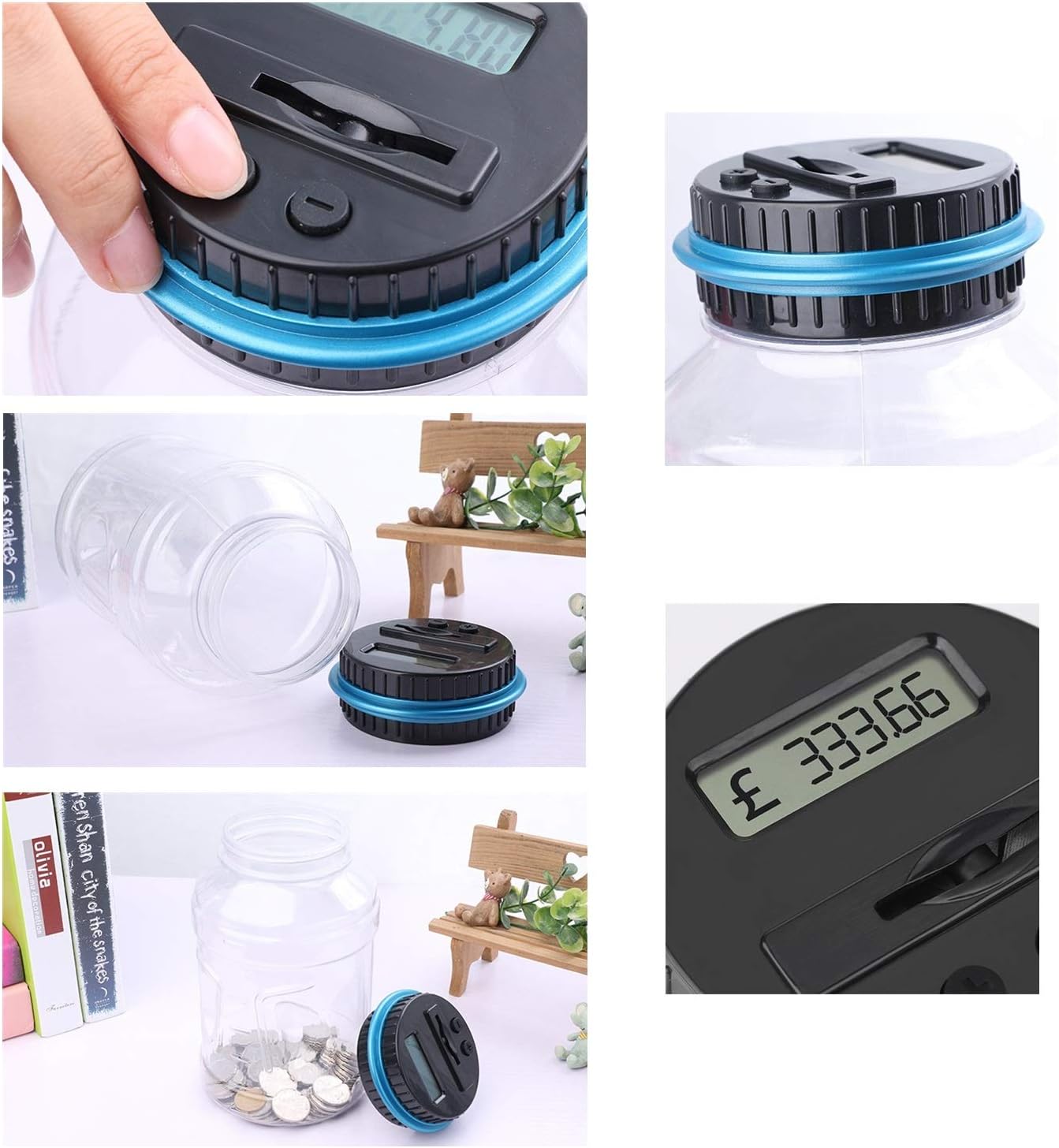 PRIMEX PRO Digital Saving Money Box UK Coins Automatic Counting - Large Capacity Transparent Money Saving Jar with LCD Display, Coin Money Bank Piggy Bank Gift for Kids and Adult (big size)