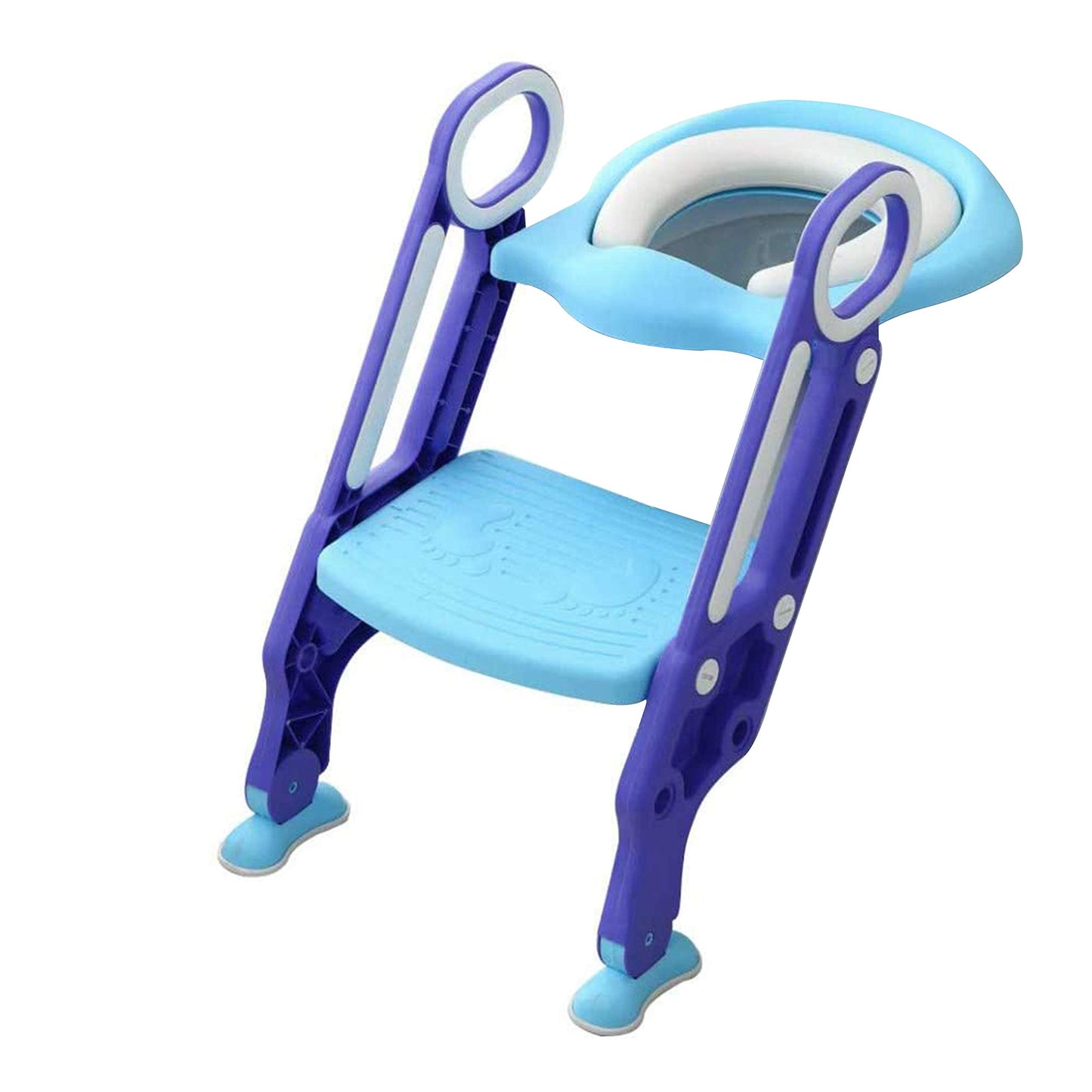 PRIMEX PRO Toddler Toilet Ladder Seat - Adjustable Potty-Training Seat, Soft Cushion Seat and Anti-Slip Steps Design - Easy to Install Portable Children Potty Training Chair (Green-blue)