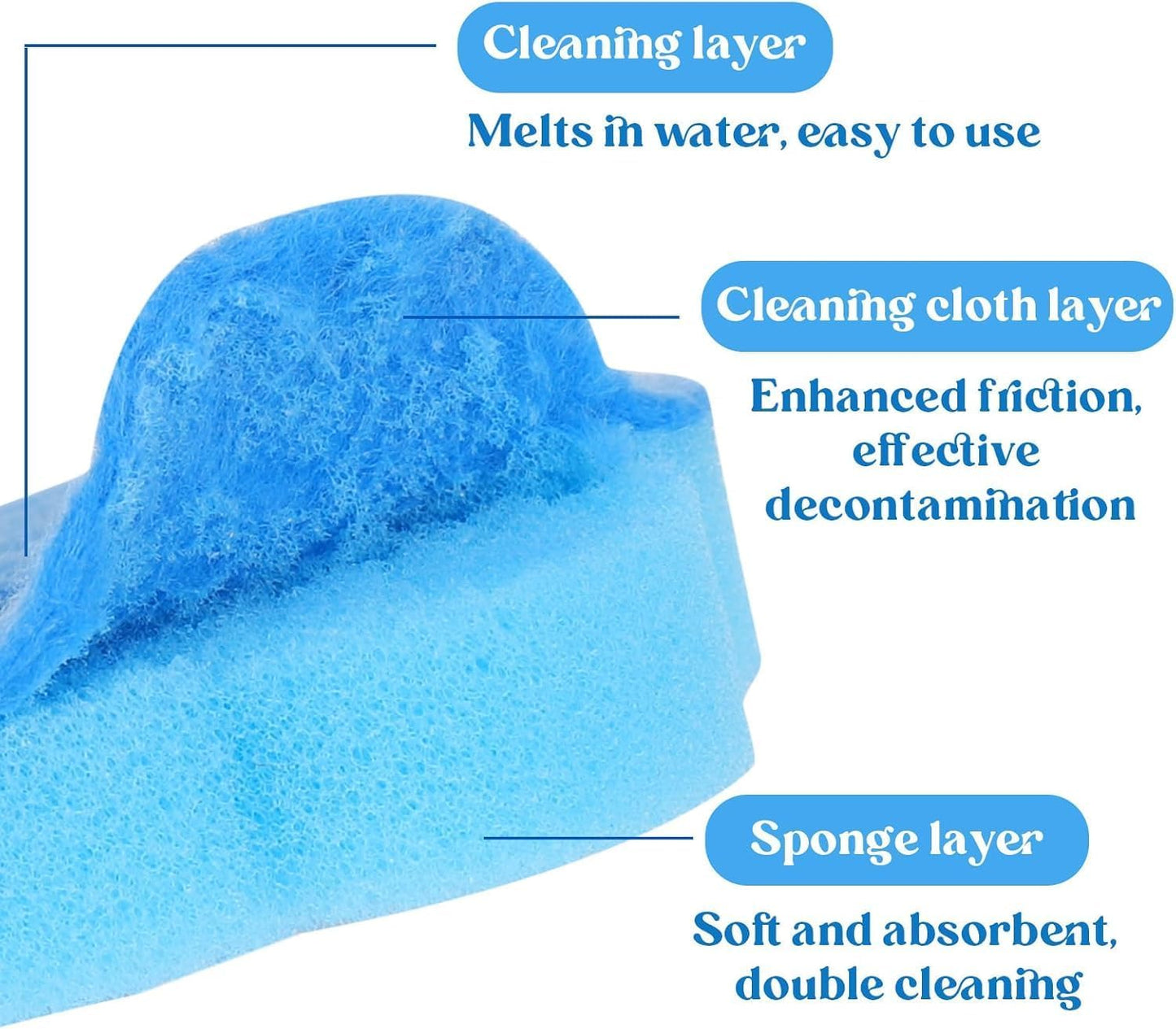 Toilet Brush Set with 6 Replacement Sponge Heads, with detergent, Disposable Wall-mounted toilet cleaning system with 6/18/32 Heads