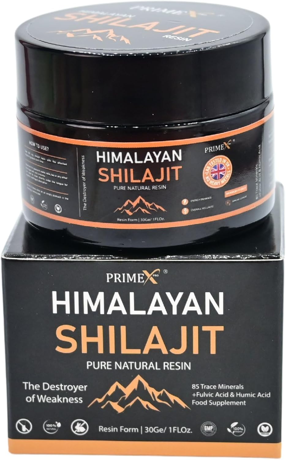 PRIMEX PRO Pure shilajit Resin, High Strength Original Himalayan Shilajit 30g - Gold Grade 100% Pure, Rich in Fulvic & Humic Acid, Minerals, Immune System, Mental Clarity & Stamina Booster