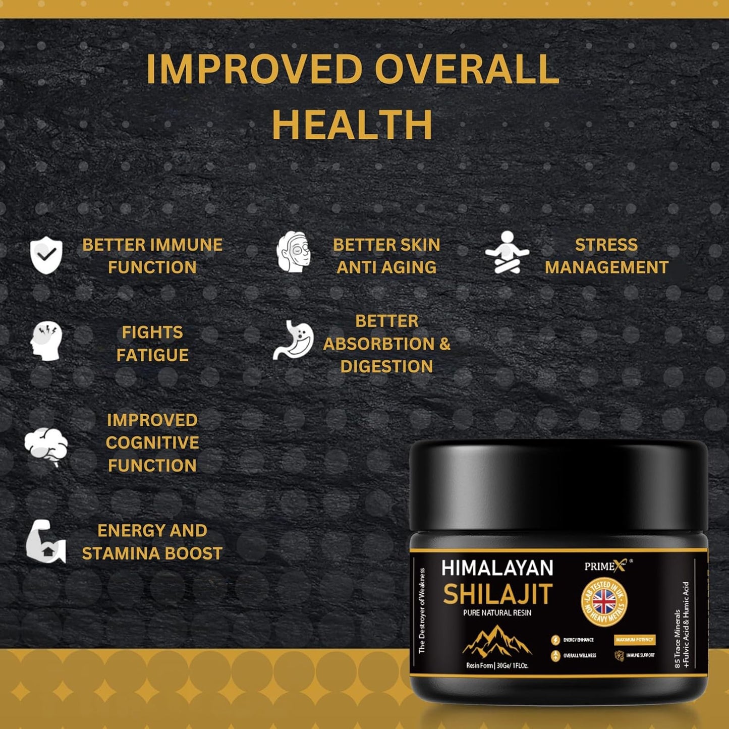 PRIMEX PRO Pure shilajit Resin, High Strength Original Himalayan Shilajit 30g - Gold Grade 100% Pure, Rich in Fulvic & Humic Acid, Minerals, Immune System, Mental Clarity & Stamina Booster
