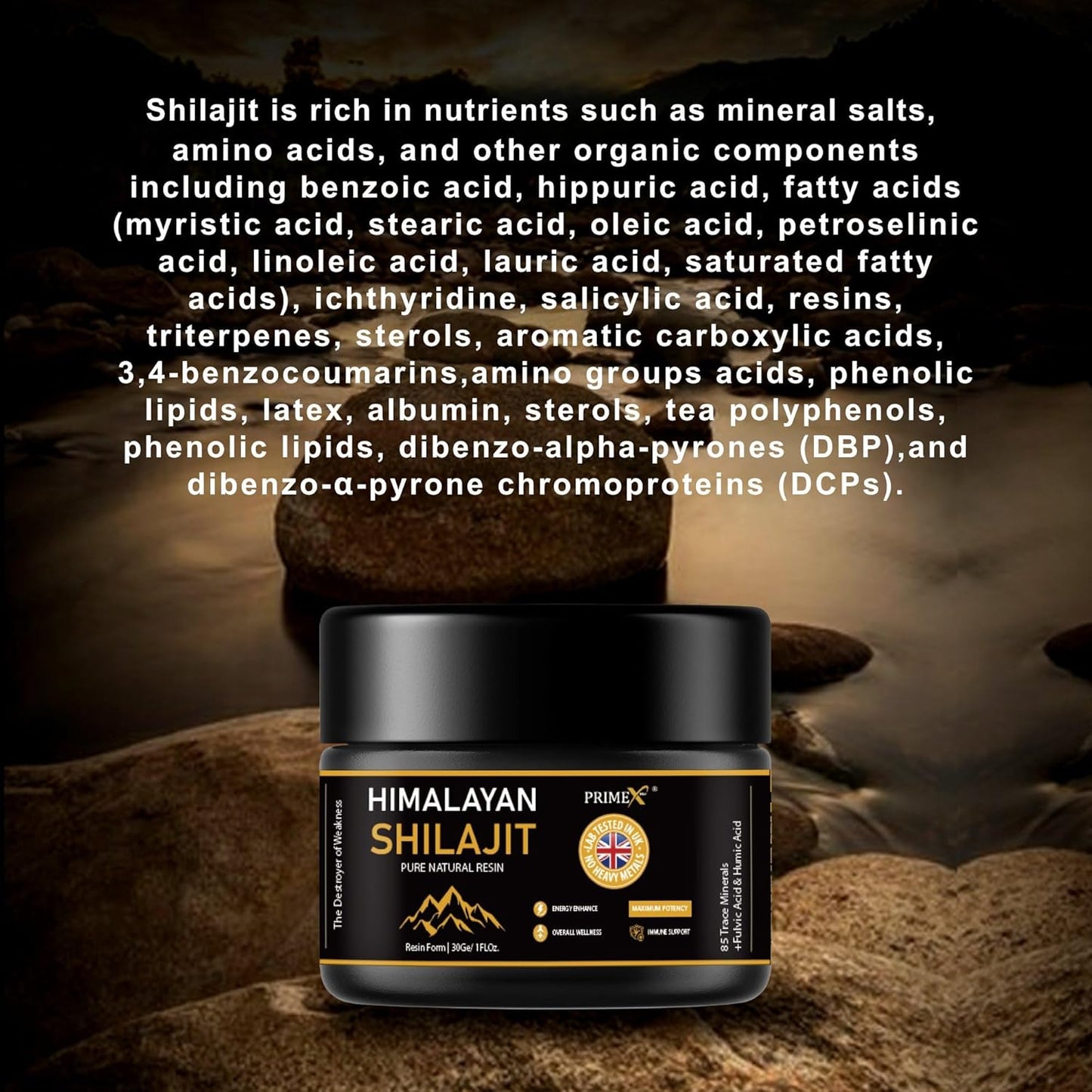PRIMEX PRO Pure shilajit Resin, High Strength Original Himalayan Shilajit 30g - Gold Grade 100% Pure, Rich in Fulvic & Humic Acid, Minerals, Immune System, Mental Clarity & Stamina Booster