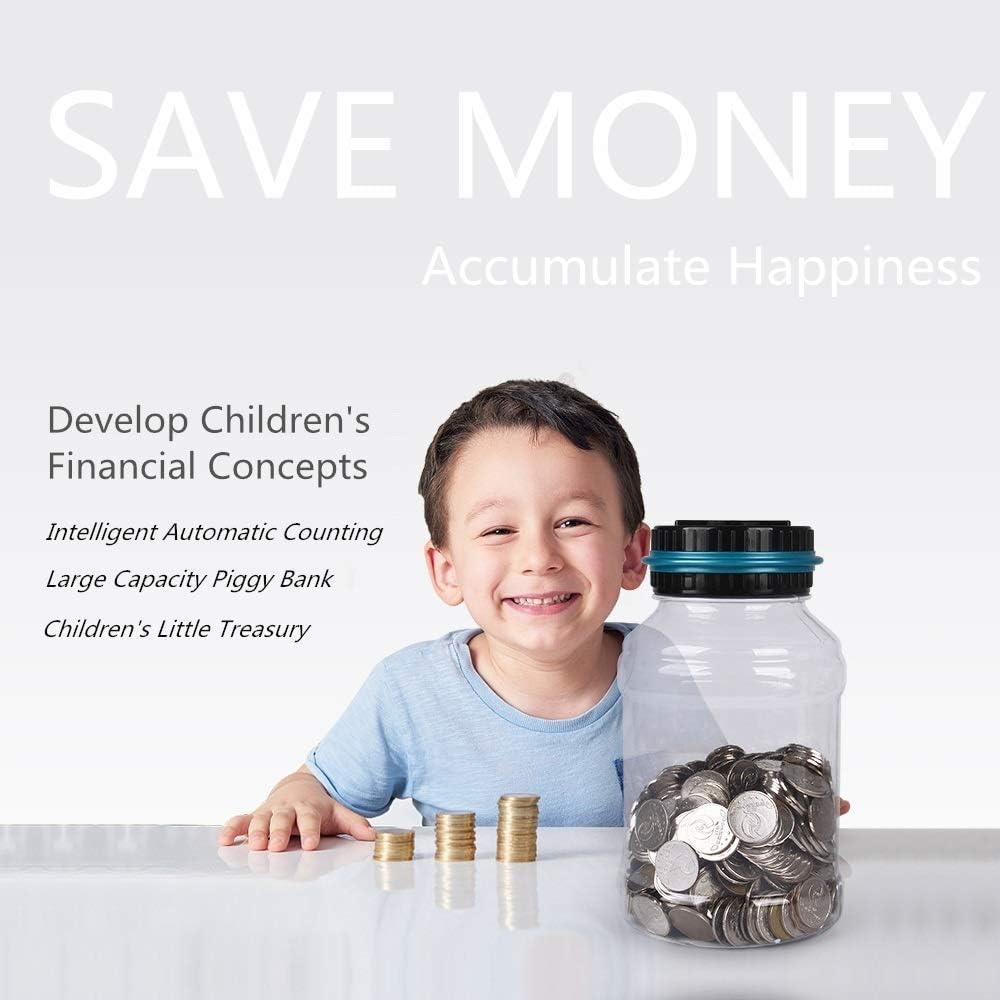 PRIMEX PRO Digital Saving Money Box UK Coins Automatic Counting - Large Capacity Transparent Money Saving Jar with LCD Display, Coin Money Bank Piggy Bank Gift for Kids and Adult (big size)