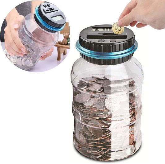 PRIMEX PRO Digital Saving Money Box UK Coins Automatic Counting - Large Capacity Transparent Money Saving Jar with LCD Display, Coin Money Bank Piggy Bank Gift for Kids and Adult (big size)